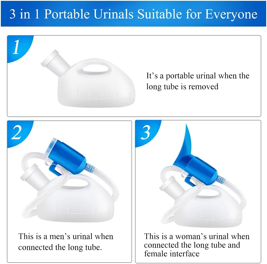 Unisex Urinal Bottle (3 Pack) - Portable Urinal for Women & Men